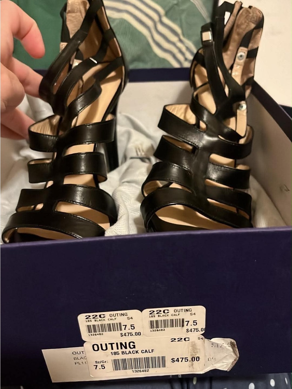 Stuart Weitzman Black Strappy Cutout High-Heel Sandals